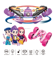 Offre Spéciale Voiture de Stunt à Quatre Roues Motrices Double Face avec Lumières Kpop Demon Hunter Tumbling 360 °   Voiture télécommandée rose rotative, cadeau