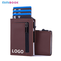 Étui porte-cartes RFID mince personnalisé en PU et aluminium pour cartes Pop, pochette directe usine pour cartes de crédit