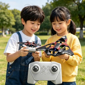 Nouveaux jouets d'avion télécommandé en plastique pour enfants, décollage par simple pression, retournement en un clic, avion télécommandé 2,4 GHz avec lumière LED - Product Image 4