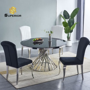 Ensemble <span class=keywords><strong>de</strong></span> meubles <span class=keywords><strong>de</strong></span> salle à manger avec table ronde, 4 chaises, Comedores 4 Sill, table à manger ronde <span class=keywords><strong>de</strong></span> luxe - Product Image 5