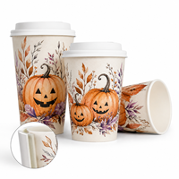 Gobelets à café en papier pour Halloween, livraison directe d'usine, faible MOQ, toutes tailles, gobelets à café écologiques