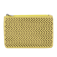 Faux cuir PU ajouré au laser, de luxe, en faux cuir, style rétro, design simple, petite pochette à fermeture éclair, sac de cosmétiques, 10 pièces