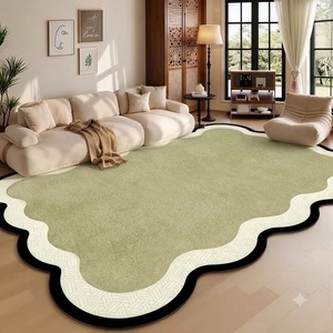 EIFFEL HOME Tapis de salon sur mesure à motif ondulé rétro en fibre de polyester antidérapant facile à nettoyer pour canapé et table basse - Product Image 1