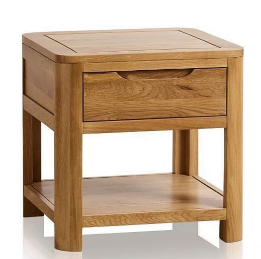 Mesita de Noche de Madera de Roble Natural con un Cajón y Estante de Almacenamiento, Mueble Contemporáneo para Dormitorio - Product Image 4