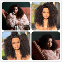 Perruque Frontale Bouclée Afro Kinky Duveteuse 13x4 en Dentelle HD Pré-Épilée, 100% Cheveux Humains pour Femmes Noires