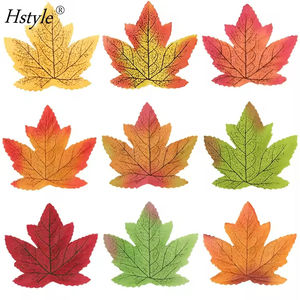 Hstyle 50 pz foglie di acero artificiale autunno foglie artigianali per matrimonio autunno decorazione di ringraziamento per la tavola foglie sparpagliate - Product Image 4