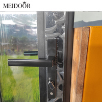 Cadre en aluminium noir porte d'entrée porte française rupture thermique avant verre trempé rail inférieur aluminium Double verre fini