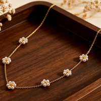 Collier pendentif fleur en fausses perles, délicat, motif marguerite, pour femme, élégant, doux, bijoux de mariage et de mariée