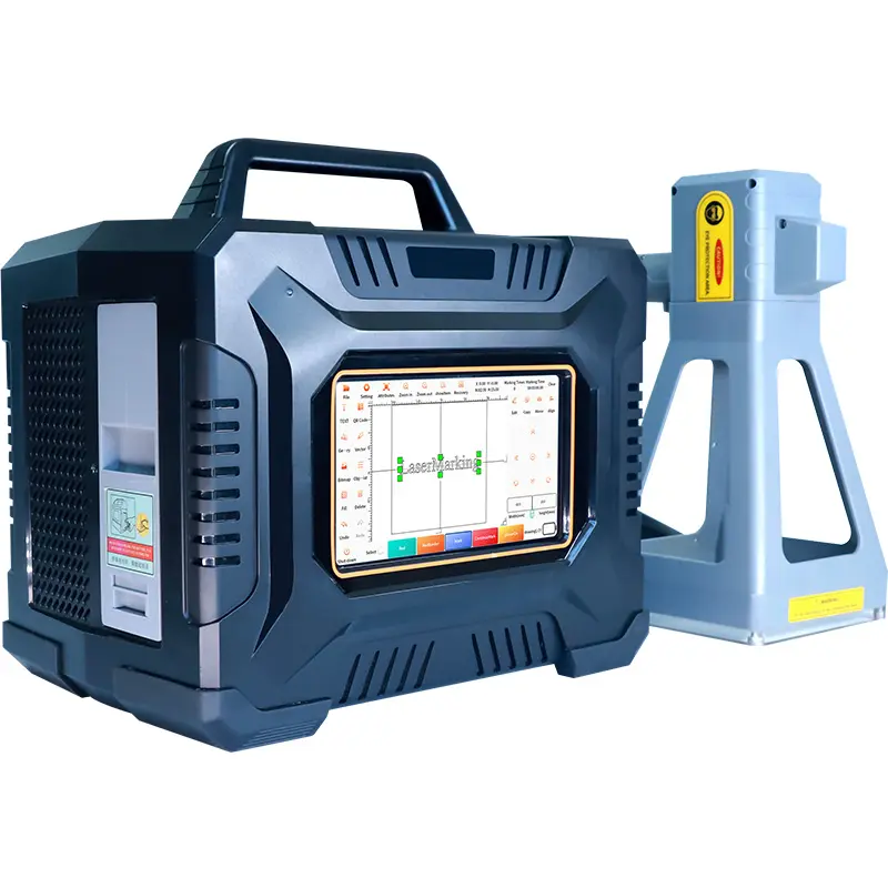 Máquina de gravação e engomadoria a laser de fibra para metal, portátil, 20W, para malha de arame