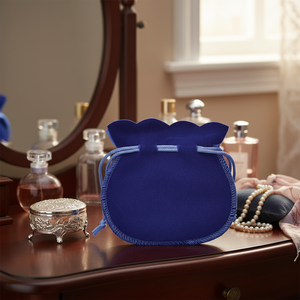 Bolsa de terciopelo con forma de ánfora de 100x130 mm con cordón para guardar joyas - Product Image 3