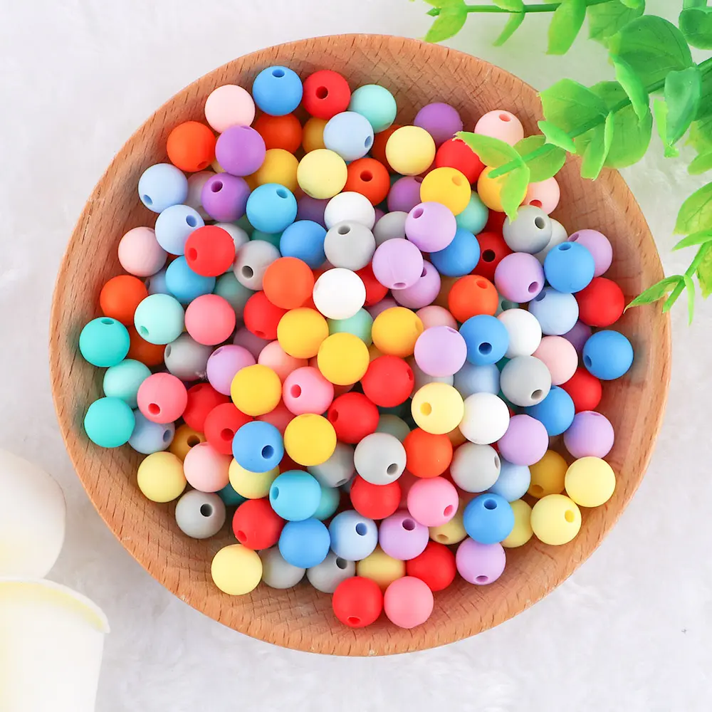 Baby Alphabet Silicone Teething Toys Colourful Bead Diy Letter Other Loose Beads 12mm 15mm Round Silicone bead Custom Wholesale