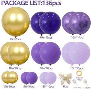 Set di 136 Palloncini Viola Maca, Kit <span class=keywords><strong>per</strong></span> Arco di Palloncini in Lattice, Diverse Colorazioni <span class=keywords><strong>per</strong></span> <span class=keywords><strong>Accessori</strong></span> Festa di Compleanno e Matrimonio - Product Image 2