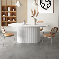 Table à manger en ardoise nordique, mobilier de maison, table à manger multifonctionnelle blanche créative, ensemble de chaises, mobilier de salle à manger ovale tendance