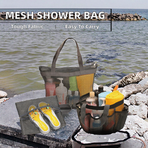 Sac de Douche Portable en Maille Robuste à Séchage Rapide pour Rangement de Jouets de Plage, Organisateur de Salle de Bain en Teck Tendance - Product Image 2