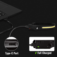 Lampe frontale LED de camping haute puissance IP65 avec capteur, rechargeable USB/CC, pour atelier, bureau, route, jardin, course à pied et pêche
