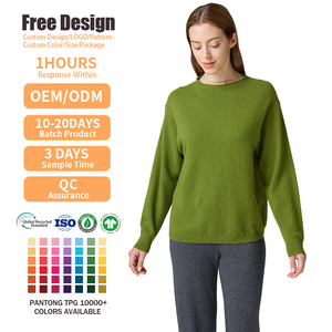 Pull en cachemire 100% pour femme, col rond, manches longues, couleur unie, minimaliste, tricoté, écologique, pour l'automne - Product Image 2