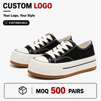 Baskets vulcanisées légères en toile à plateforme pour femmes, style coréen, semelle épaisse, logo personnalisé, chaussures décontractées tendance, OEM ODM, marque privée
