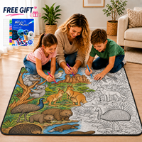 Couverture à colorier DIY pour la faune australienne, motif koala et kangourou, avec feutres, pour artisanat à domicile et cadeau