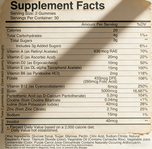 Gomitas de Biotina OEM 5000mcg, 60 Unidades, Apoyo para Cabello, Piel y Uñas con 11 Vitaminas y Minerales, Gran Sabor - Product Image 5