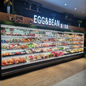 Réfrigérateur vertical à rideau d'air ouvert multi-étagères pour supermarchés, pour légumes et produits laitiers - Product Image 2
