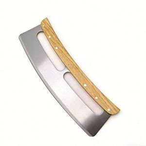 Nuovo creativo tagliapizza Rocker con <span class=keywords><strong>due</strong></span> manici in legno e copertura protettiva nera - Product Image 6