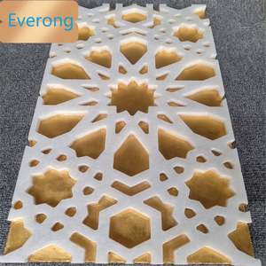 Marbre sculpté bon marché rempli d'or 24K vente chaude incrustation murale Thassos marguerite en marbre blanc matériau jet d'eau véritable métal doré - Product Image 3