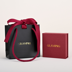 GLAMPKG Factory Wholesale Custom Logo Paper Bag Necklace <b>Earring</b> Ring Jewelry Storage Jewelry Gift Packaging Bag with Ribbon - Product Image 1