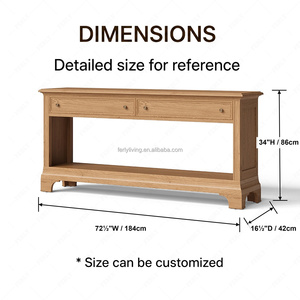 Table <span class=keywords><strong>console</strong></span> en bois rustique FERLY avec 2 tiroirs et étagère ouverte, table d'entrée, table de couloir, table de canapé pour salon - Product Image 5