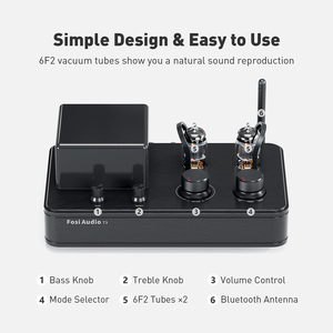 Amplificateur Récepteur Stéréo Fosi Audio 2.1 <span class=keywords><strong>Canaux</strong></span> Bleu 5.0 T3 Classe AB Hi-Fi à Tubes pour <span class=keywords><strong>Casque</strong></span> et Enceintes Passives Domestiques CB - Product Image 2