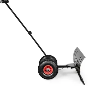 Two wheels adjustable 74cm Long blade heavy duty Handle push snow shovel with wheel tool cart Snow Pusher