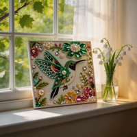Kit d'art créatif avec perles et cadre en bois pour la relaxation et l'expression artistique des adultes