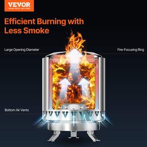 DB 6-Inch Stainless Steel <b>Tabletop</b> Fire Pit Indoor Outdoor Silver <b>Fireplace</b> with Firewood Fuel - Product Image 2