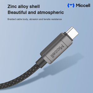 Cable de Carga Rápida Miccell de 100W 5A, Tipo <span class=keywords><strong>C</strong></span> a Tipo <span class=keywords><strong>C</strong></span>, con Velocidad de Transmisión de 480 Mbps, Cable de Carga para Teléfono con Trenzado de Aleación de Zinc - Product Image 4