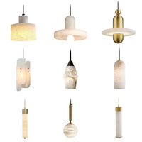 Petit lustre de chevet en marbre espagnol naturel blanc et cuivre doré, de luxe léger, pour restaurant, bar, chambre principale, entrée design
