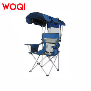 Chaise de plage pliable Woqi avec parasol, en alliage d'aluminium, légère, pour le camping en plein air, bleue, couleur personnalisable - Product Image 1