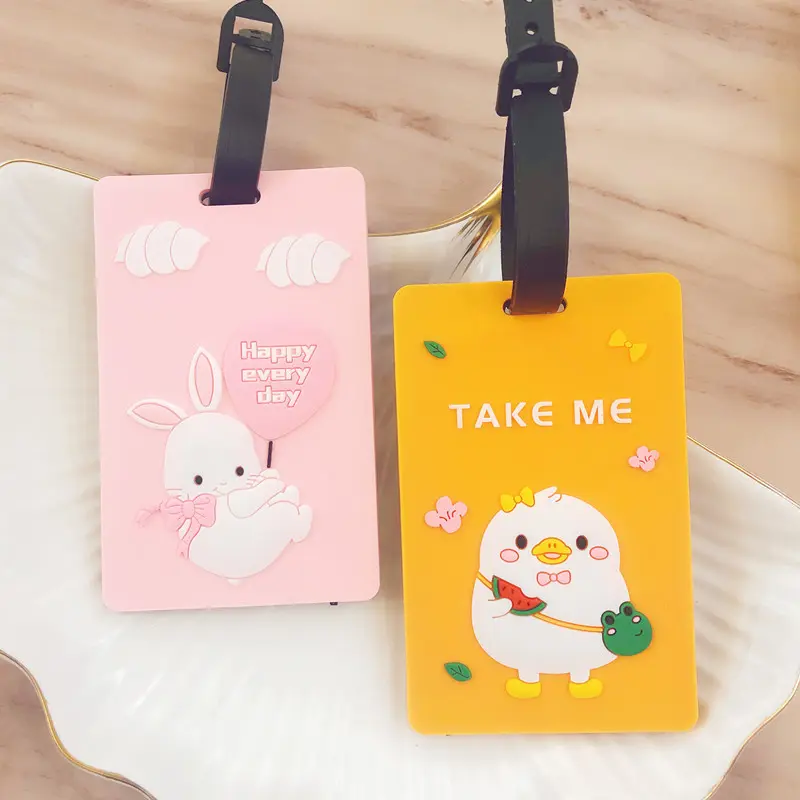 Free Samples Soft Pvc Cartoon Luggage Tag Dog Suppliers ID Card Travel Luggage Tag For Kids