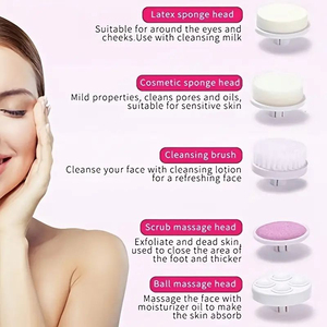 Brosse nettoyante électrique pour le visage 5 en 1, étanche, avec têtes rotatives rechargeables par USB pour un nettoyage en profondeur et une exfoliation - Product Image 6