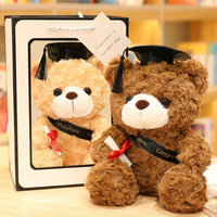 Peluche Ourson Portant une Toque de Doctorat avec Rembourrage en Coton PP, Anti-stress, Cadeau Commémoratif de Remise de Diplôme, Unisexe