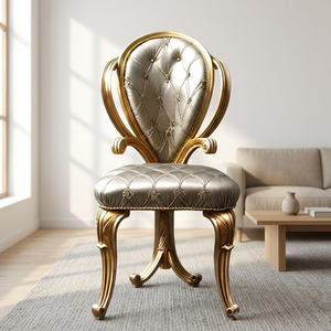 Sofá Individual de Lujo Estilo Royal, Estructura de Madera Sólida, Tradicional, Convertible, Relleno de Espuma, Sillón de Diseño - Product Image 3