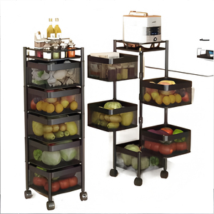 <span class=keywords><strong>Stackable</strong></span> Kim Loại Lưu Trữ Xe Kép Sử Dụng Kệ Cho Nhà Bếp Trái Cây Rau Giỏ Với Bánh Xe Lưu Trữ Giá Cho Nhà - Product Image 5