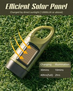 3 <b>LED</b> 2W Waterproof Emergency Keychain <b>Flashlight</b> Outdoor Multi-Function Hand-Cranked Solar Charging ABS - Product Image 3