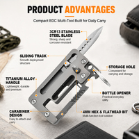 OEM 6'sı 1 Arada Titanyum Alaşımlı Çok Amaçlı Alet Anahtarlık Cep Bıçağı Şişe Açacağı 4mm Altıgen Anahtar Düz Başlı Sürgülü Raylı EDC Özel Logo