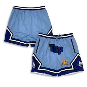 Pantalones cortos personalizados hombres bordado impermeable cremallera doble capa popular malla baloncesto pantalones cortos - Product Image 1