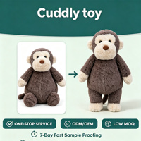 Prix d'usine, conception personnalisée, fabricant de poupées animales mignonnes, cadeaux, jouets en peluche en coton, singe en peluche de dessin animé