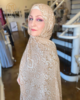 SHENGMO 45 Bawal coton découpé au Laser 115*115 cm imprimé Hijab musulman écharpe châle usine en gros conception personnalisée taille Logo