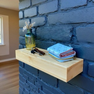 Table de chevet flottante en bois avec tiroir dissimulé pour rangement secret et style moderne, étagère à compartiment caché - Product Image 3