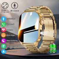 Jam Tangan Pintar Lige BWKM02 Layar 2.01'' Monitor Kesehatan Olahraga Kebugaran Jam Tangan LED Senter Suara AI Panggilan Nirkabel Jam Tangan Pintar Pria