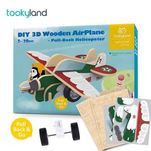 2025 baru DIY 3D pesawat teka-teki kayu Pull -Back Heicoper permainan mainan untuk anak-anak Seni & Kerajinan untuk anak perempuan dan anak laki-laki - Product Image 2