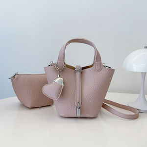 2025 New Fashionable Lady Solid-color <b>Large</b>-capacity PU Waterproof Portable <b>Cross</b>-<b>body</b>/Shoulder Handbag Bucket <b>Bag</b> <b>Women's</b> - Product Image 2