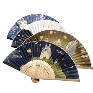 2024 new pattern high quality promotional personalized fan 21cm folding Oriental Foldable Silk Paper bamboo hand fans holiday